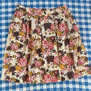 Modcloth Floral A-Line Skirt - Cream, Pink, Yellow
